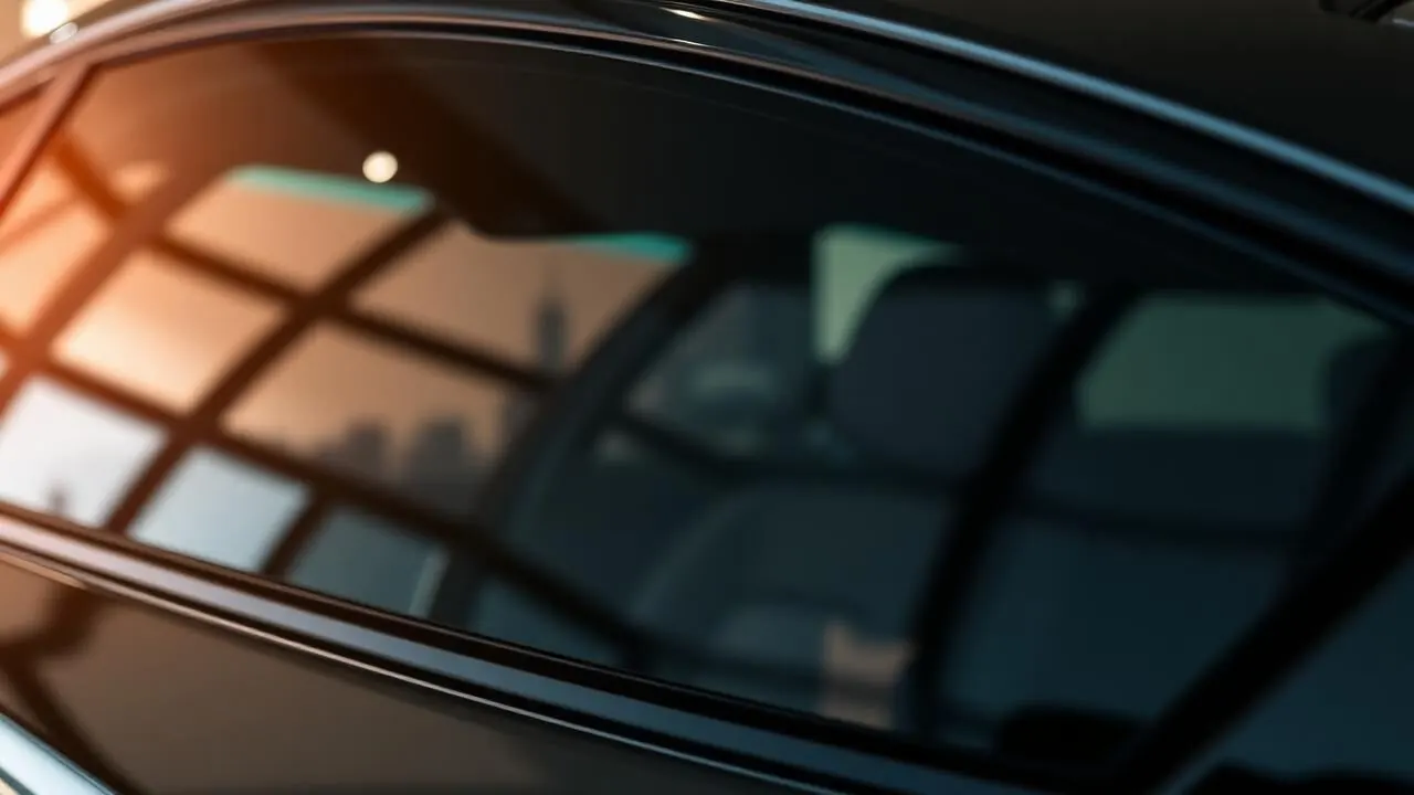 Luxury car with freshly applied ceramic window tint