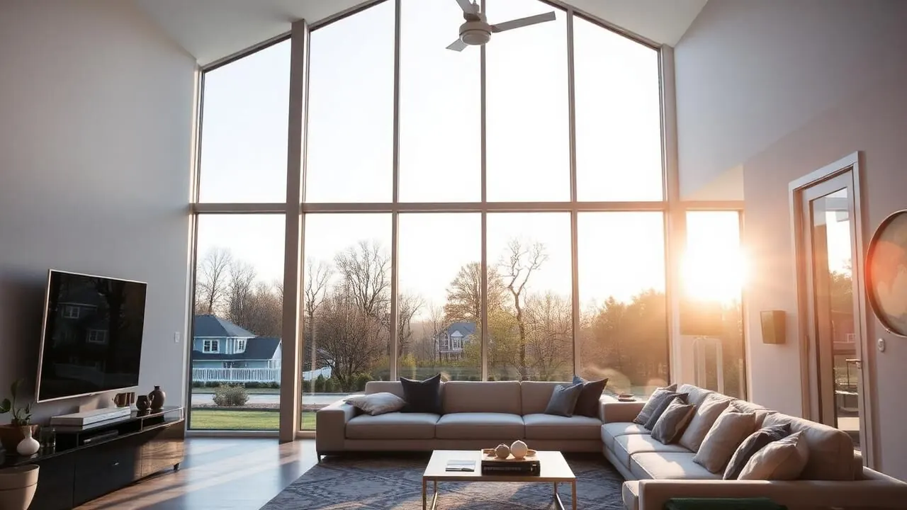 Bright Rochester living room with large windows and residential film